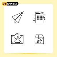 Universal Icon Symbols Group of 4 Modern Filledline Flat Colors of paper email cryptography encryption trash Editable Vector Design Elements