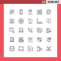 Line Pack of 25 Universal Symbols of time clock placeholder circle viscous Editable Vector Design Elements