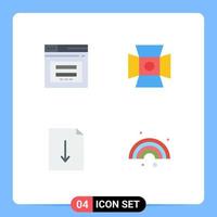 conjunto moderno de 4 iconos y símbolos planos, como documentos de página, sitios web, exportación de fotos, elementos de diseño vectorial editables vector