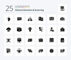 Distance Education And Elearning 25 Solid Glyph icon pack including shareit. transfer. tranfer. share. science vector