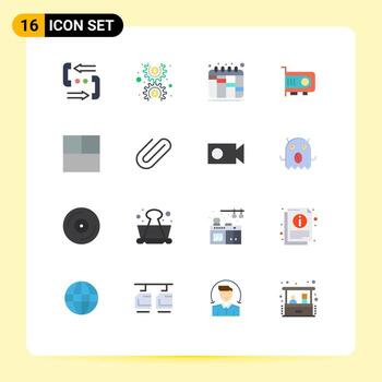 grupo de 16 signos y símbolos de colores planos para el diseño de tecnología de cog de computadora paquete editable de elementos creativos de diseño de vectores