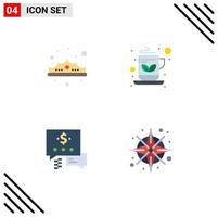 4 Universal Flat Icons Set for Web and Mobile Applications crown chat jewelry coffee dollar Editable Vector Design Elements