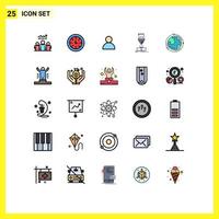 25 Thematic Vector Filled line Flat Colors and Editable Symbols of earth laser global fabrication cutting Editable Vector Design Elements