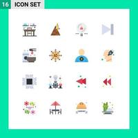 Universal Icon Symbols Group of 16 Modern Flat Colors of relax last find forward recruitment Editable Pack of Creative Vector Design Elements