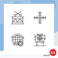 4 Universal Filledline Flat Colors Set for Web and Mobile Applications christmas online holiday snowflake globe Editable Vector Design Elements