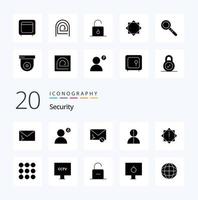 20 Security Solid Glyph icon Pack like impersonation avatar privacy spam message vector