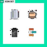 Universal Icon Symbols Group of 4 Modern Filledline Flat Colors of expertise diet list cup soda Editable Vector Design Elements