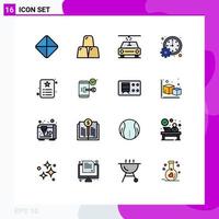 Flat Color Filled Line Pack of 16 Universal Symbols of identity id wash card schedule Editable Creative Vector Design Elements