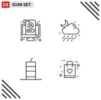 4 Universal Filledline Flat Colors Set for Web and Mobile Applications account bang screen rain dynamite Editable Vector Design Elements