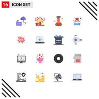 Mobile Interface Flat Color Set of 16 Pictograms of achievements tag flask shopping physician Editable Pack of Creative Vector Design Elements