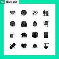 Stock Vector Icon Pack of 16 Line Signs and Symbols for finance business present solution achieve Editable Vector Design Elements