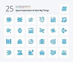 exploración espacial y próximas grandes cosas 25 paquete de iconos de color azul que incluye la colonización. espacio. plataforma. gigante. planeta vector