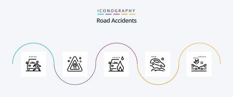 Road Accidents Line 5 Icon Pack Including crash. slope. accident. falling down. accident vector