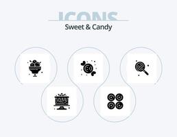 paquete de iconos de glifo de dulces y caramelos 5 diseño de iconos. postre. alimento. cafetería. postre. restaurante vector