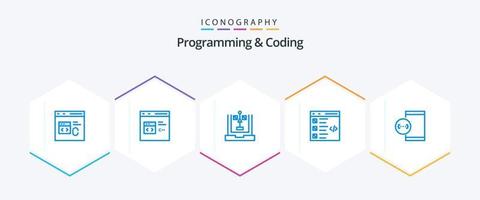 Programming And Coding 25 Blue icon pack including develop. app. flowchart. list. develop vector