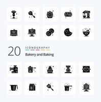 20 Baking Solid Glyph icon Pack like scale kitchen stewpot cooking sweets vector