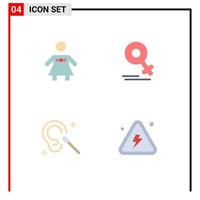 Pictogram Set of 4 Simple Flat Icons of bow tie cleaning female mom combustible Editable Vector Design Elements