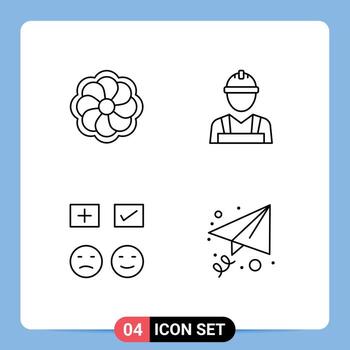 concepto de 4 líneas para sitios web móviles y aplicaciones girasol triste trabajador hombre trabajador agregar elementos de diseño vectorial editables vector