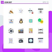 Set of 16 Modern UI Icons Symbols Signs for id card security gateway search media Editable Pack of Creative Vector Design Elements