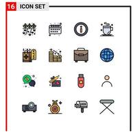Pictogram Set of 16 Simple Flat Color Filled Lines of decrease xmas information shopping food Editable Creative Vector Design Elements
