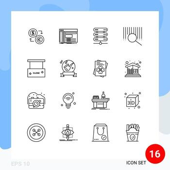 Editable Vector Line Pack of 16 Simple Outlines of barcode network admin data software Editable Vector Design Elements