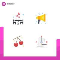 4 Flat Icon concept for Websites Mobile and Apps couple fruit food megaphone easter Editable Vector Design Elements