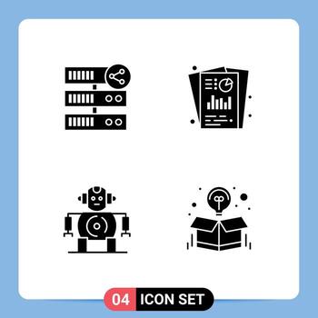 Pack of creative Solid Glyphs of hosting seo report server report robotics Editable Vector Design Elements