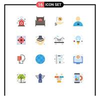 Group of 16 Flat Colors Signs and Symbols for target locked discount human avatar Editable Pack of Creative Vector Design Elements