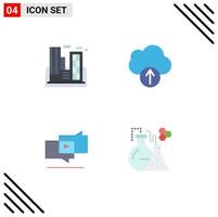 Pictogram Set of 4 Simple Flat Icons of factory marketing building data digital Editable Vector Design Elements