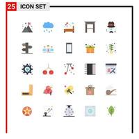 Group of 25 Flat Colors Signs and Symbols for brim table bedroom furniture sleep Editable Vector Design Elements