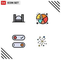 Pack of 4 creative Filledline Flat Colors of bridge control industrial pie toggle Editable Vector Design Elements