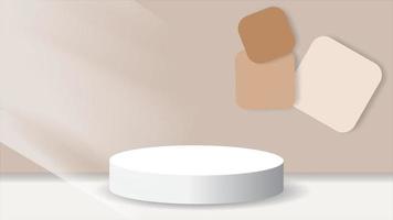 Round podium stage background animation. Podium in soft brown color, minimalistic background with light effect. Loop playback on 4K footage video