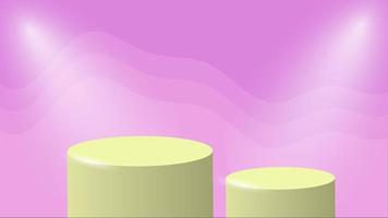 Podium scene pink background animation. podium with spot light and soft waves for product promotion, business, cosmetics. Loop playback on 4K footage video