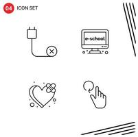 Group of 4 Filledline Flat Colors Signs and Symbols for computers online disconnected education breakup Editable Vector Design Elements