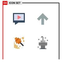 4 Universal Flat Icons Set for Web and Mobile Applications video jam arrow autumn sink Editable Vector Design Elements