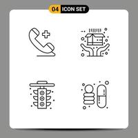 Set of 4 Modern UI Icons Symbols Signs for medical traffic hospital shipping pharmacy Editable Vector Design Elements