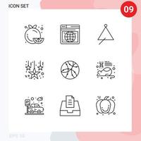 User Interface Pack of 9 Basic Outlines of internet hanging stars audio decoration triangle Editable Vector Design Elements