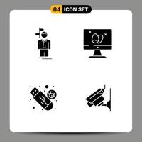 4 iconos creativos signos y símbolos modernos de almacenamiento de pantalla de decisión de unidad de flecha elementos de diseño vectorial editables vector