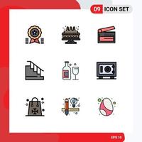 9 Creative Icons Modern Signs and Symbols of alcohol home action down clapperboard Editable Vector Design Elements