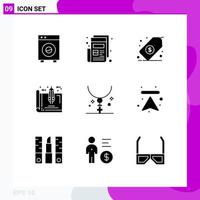 9 Universal Solid Glyphs Set for Web and Mobile Applications plan estate print blueprint tag Editable Vector Design Elements