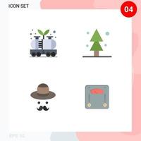 Mobile Interface Flat Icon Set of 4 Pictograms of energy avatar power nature day Editable Vector Design Elements