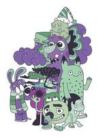 Vector illustration of Monsters and cute alien friendly, cool, c