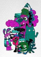 Vector illustration of Monsters and cute alien friendly, cool, c