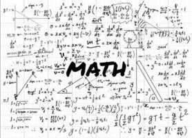 Mathematical formulas drawn by hand on the background vector