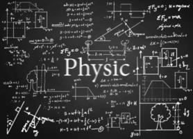 Physics  formulas drawn by hand on the background vector
