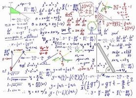 Mathematical formulas drawn by hand on the background vector