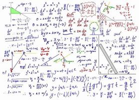 Mathematical formulas drawn by hand on the background vector