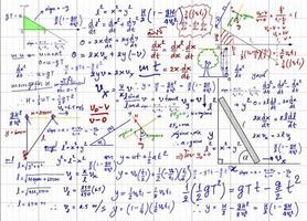 Mathematical formulas drawn by hand on the background vector