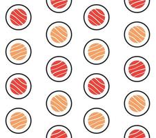 Vector seamless pattern of hand drawn sushi roll