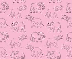 Vector seamless pattern of hand drawn elephant